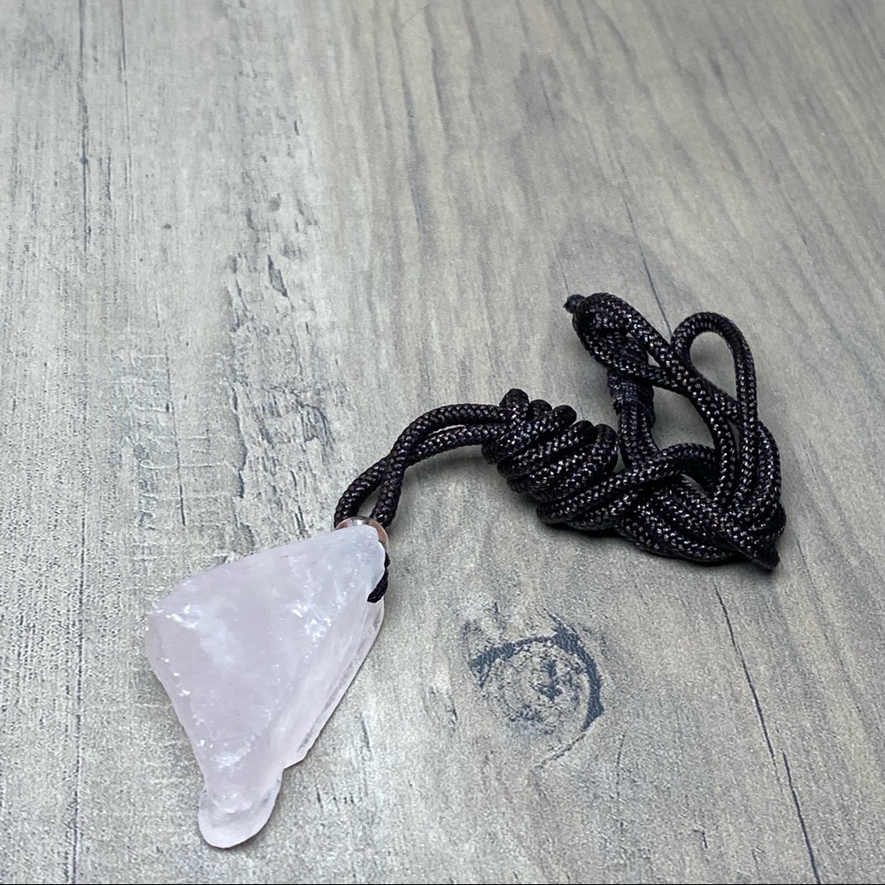 Raw Natural Rough Rose Quartz Crystal Necklace